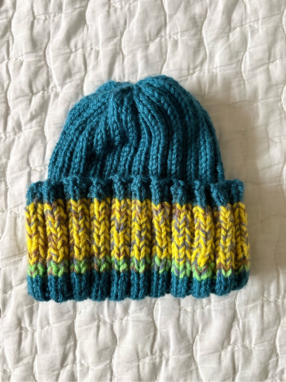 Handmade Kids Knit Beanie in Teal